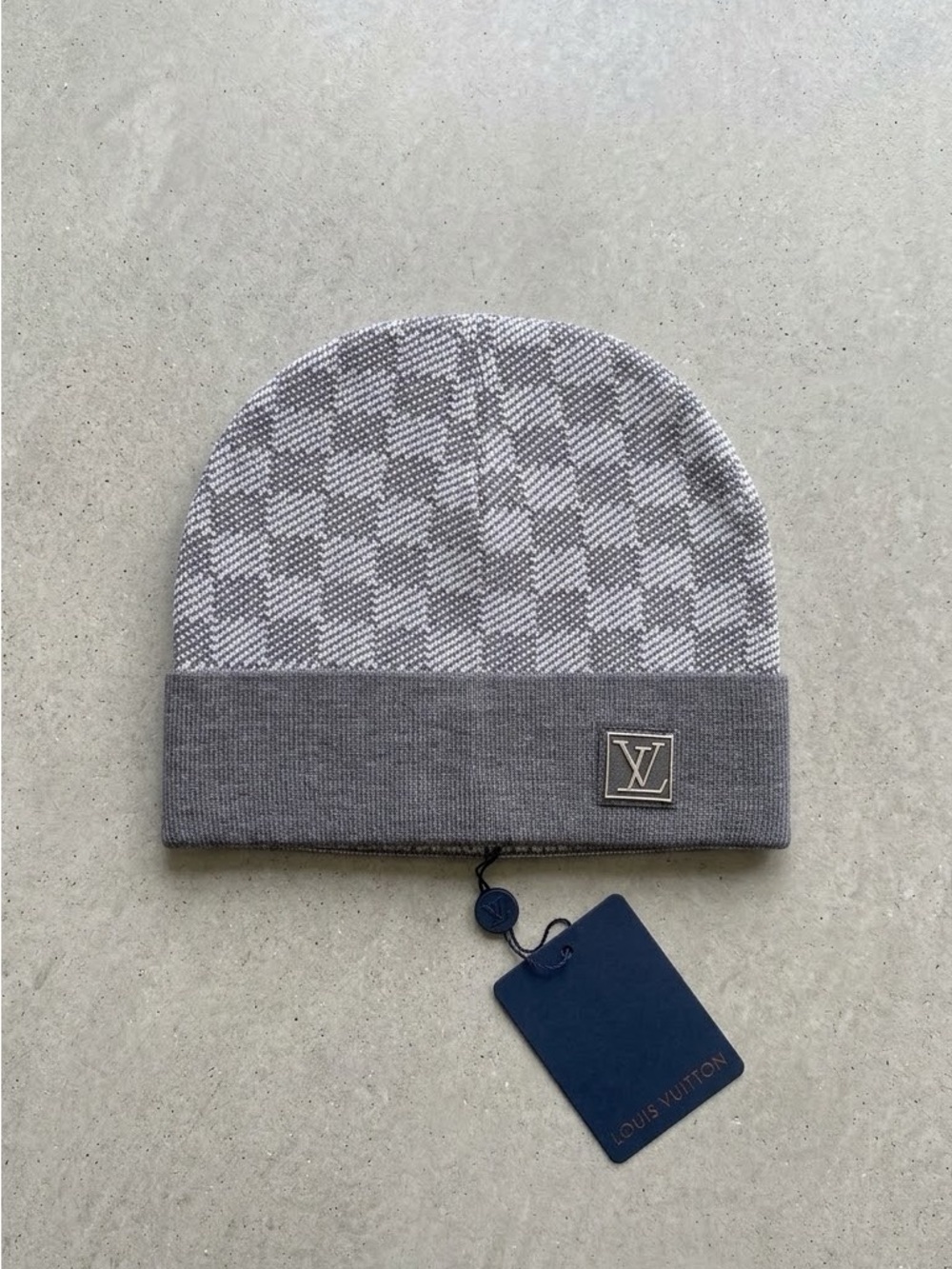Louis Vuitton Gray Damier Fold-Over Beanie